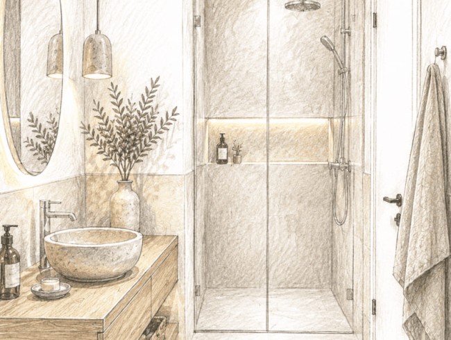 Badezimmer mit Dusche - AI generated