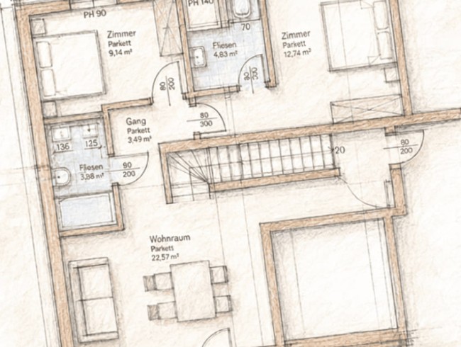 Skizze f&uuml;r Appartement Peak 6- AI generated